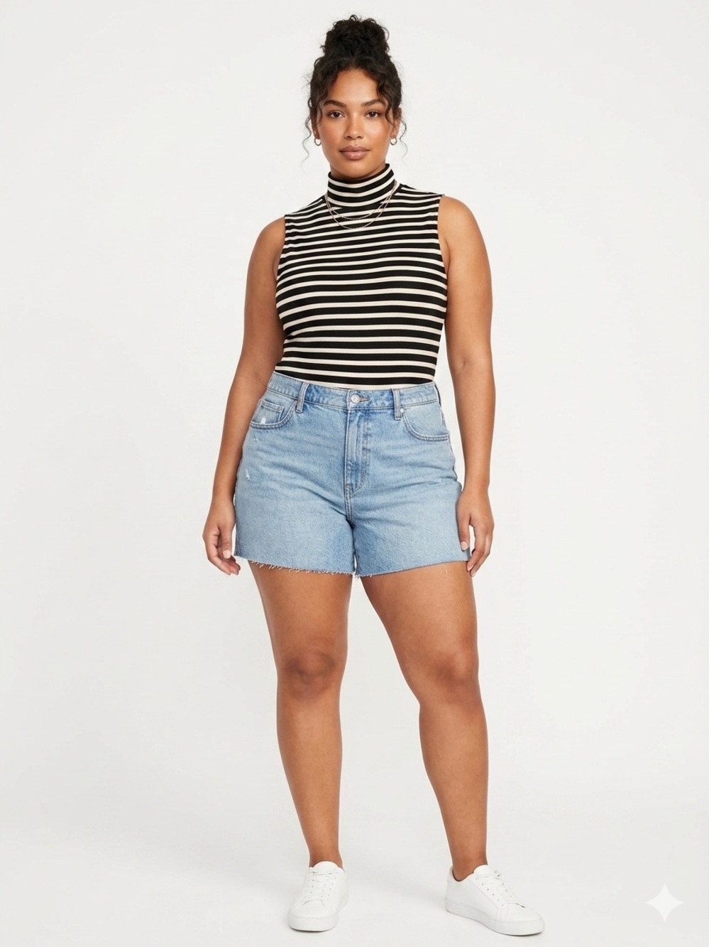 Monteau Black & Cream Striped Sleeveless Jumpsuit